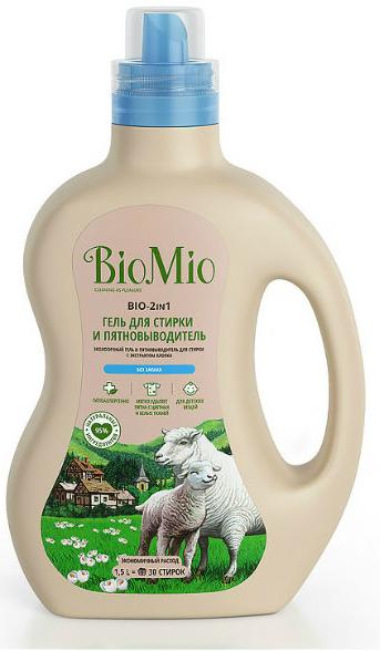BioMio Bio-2 In 1 Экологичный гель для стирки и пятновыводитель без запаха 1,5 л