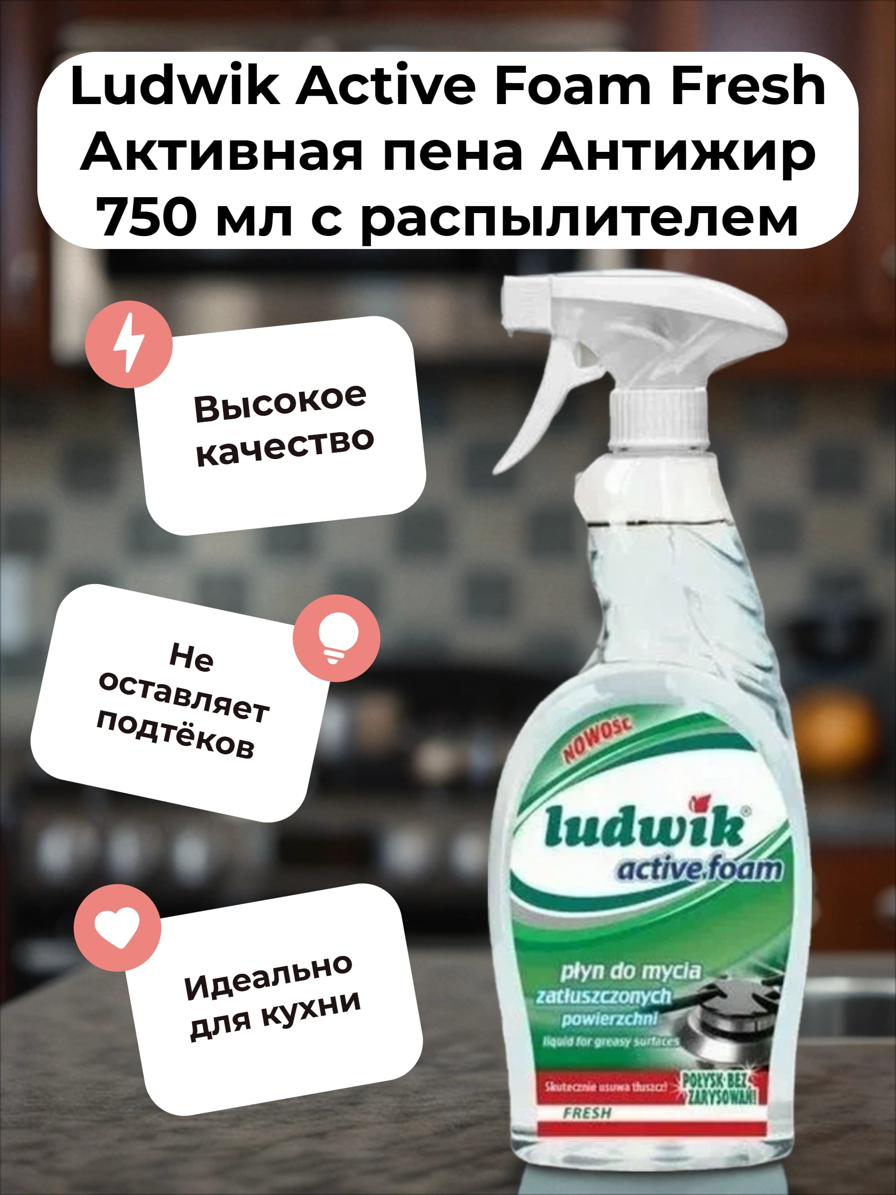 Ludwik Active Foam Fresh Активная пена Антижир 750 мл с распылителем