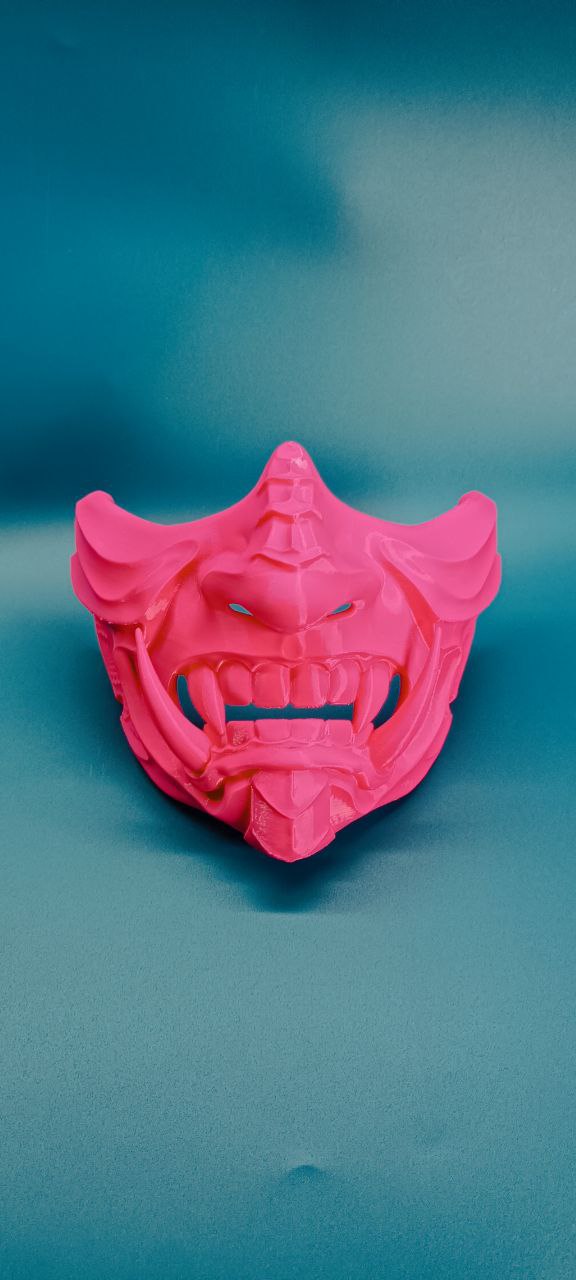 POAC Маска японская демон Они Розовая флуоресцентная