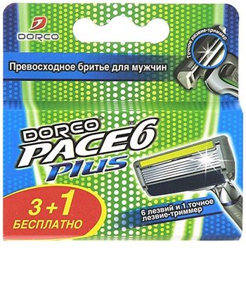 Dorco PACE 6 Plus Сменные кассеты с триммером для бритвенной системы 4 шт