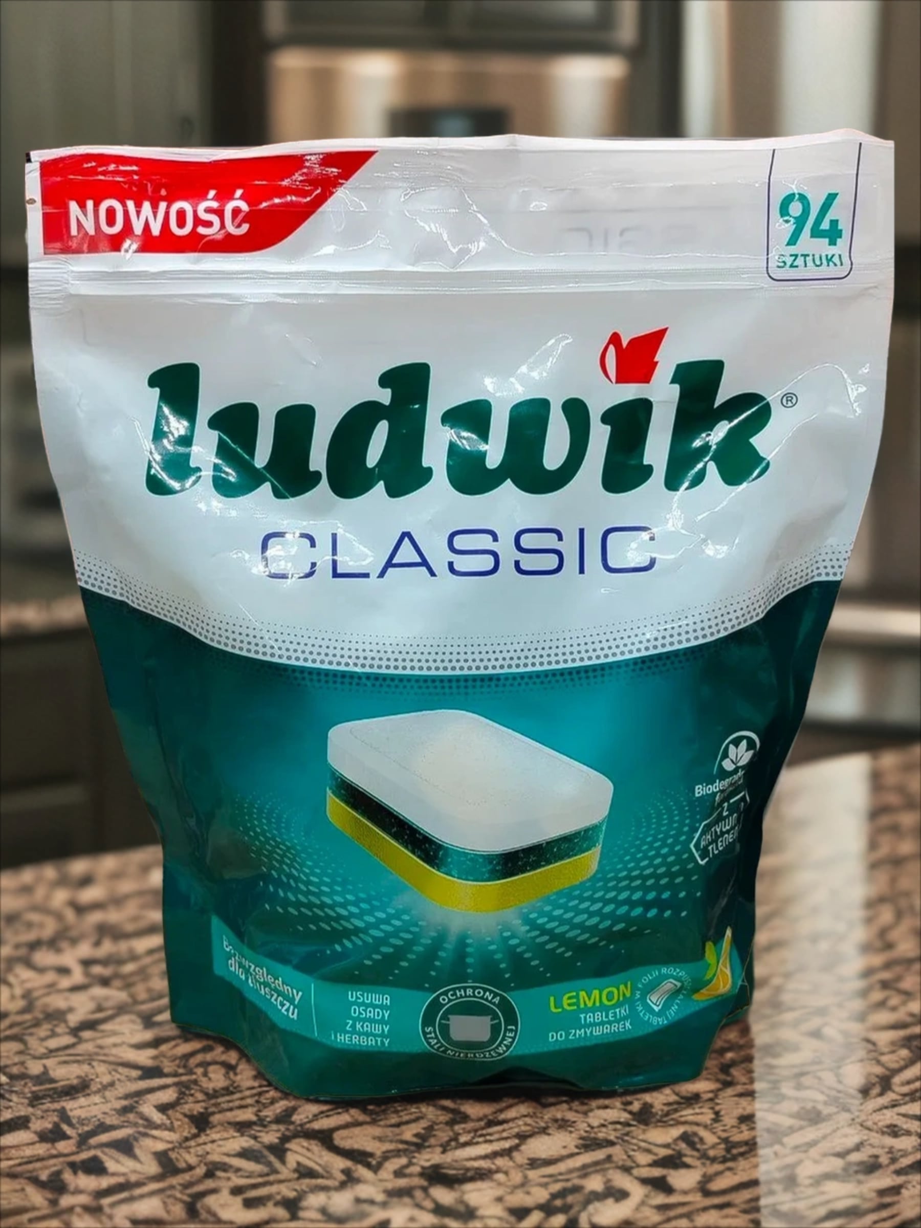 Ludwik Classic Active Oxy Power Таблетки для посудомоечных машин в растворимой пленке запах лимона 94 шт