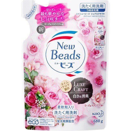 Kao New Beads Fragrance Gel Luxe Craft Гель для мягкой стирки белья с ароматом розы и магнолии 680 гр запасной блок