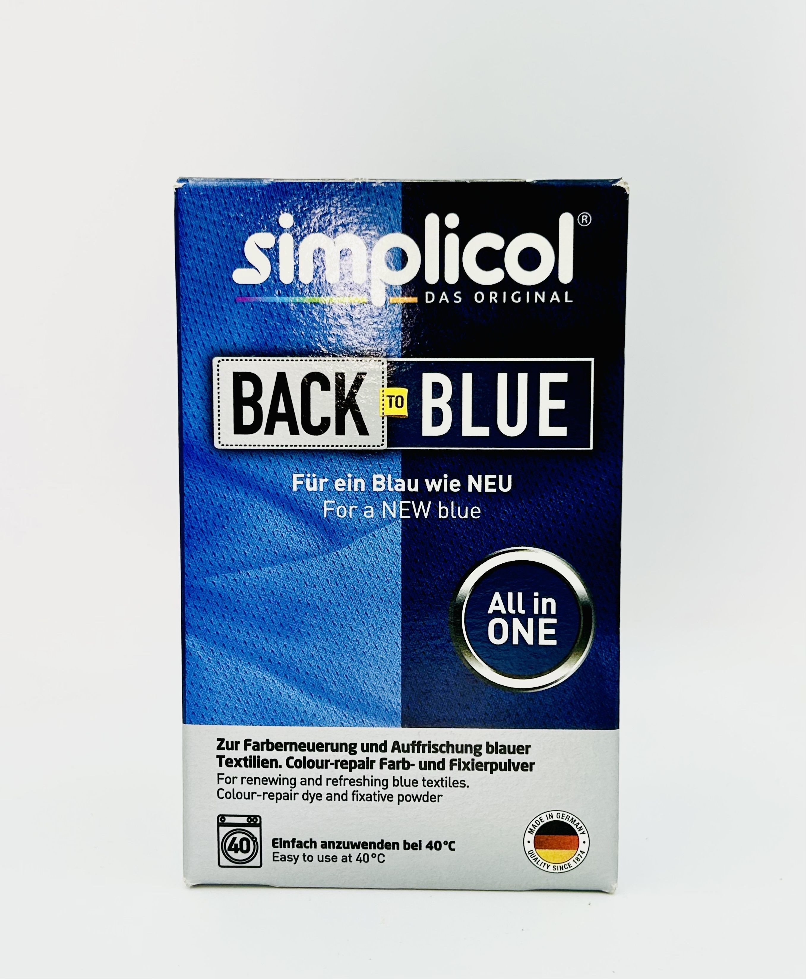 Simplicol Back to Blue Краска текстильная для окрашивания и восстановления одежды и тканей Синего цвета 400 гр