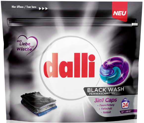 Dalli 3 in 1 Black Wash Caps Капсулы для стирки черных и темных тканей 24 шт
