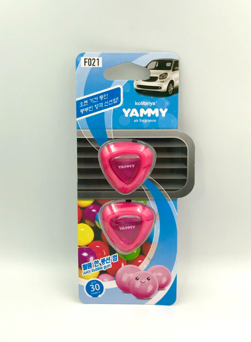 Kolibriya Yammy Liquid F021 Juicy Bubble Gum Ароматизаторы салона автомобиля на дефлекторы Фруктовая жевательная резинка 2,5 мл 2 шт