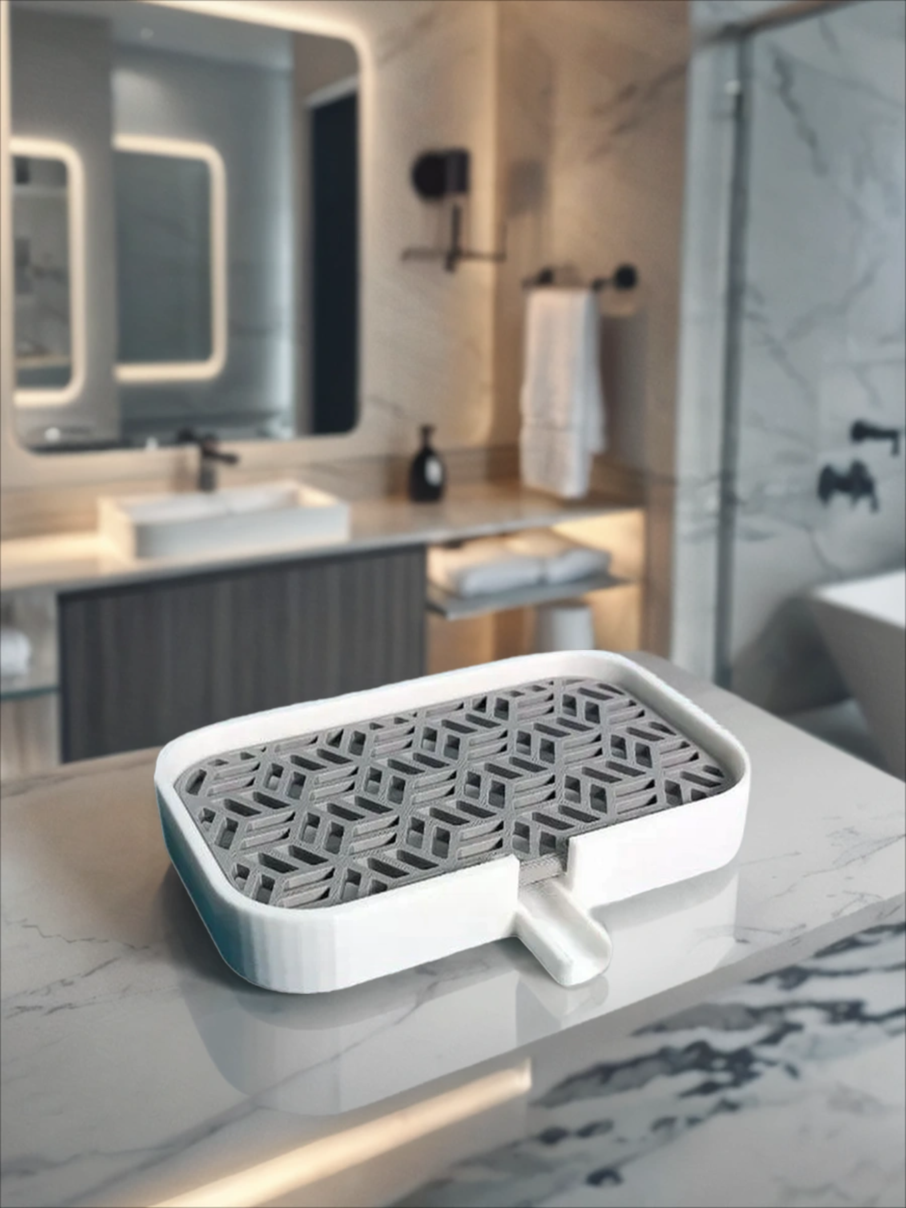 POAC Мыльница со сливом Кубы Бело-Серая