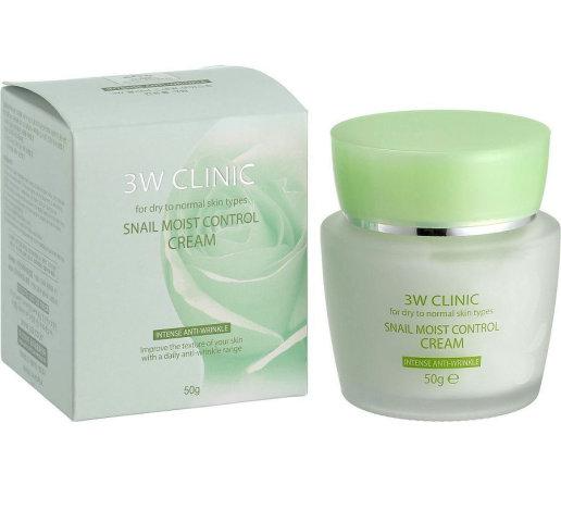 3W Clinic Snail Moist Control Cream Крем для лица антивозврастной с муцином улитки 50 гр