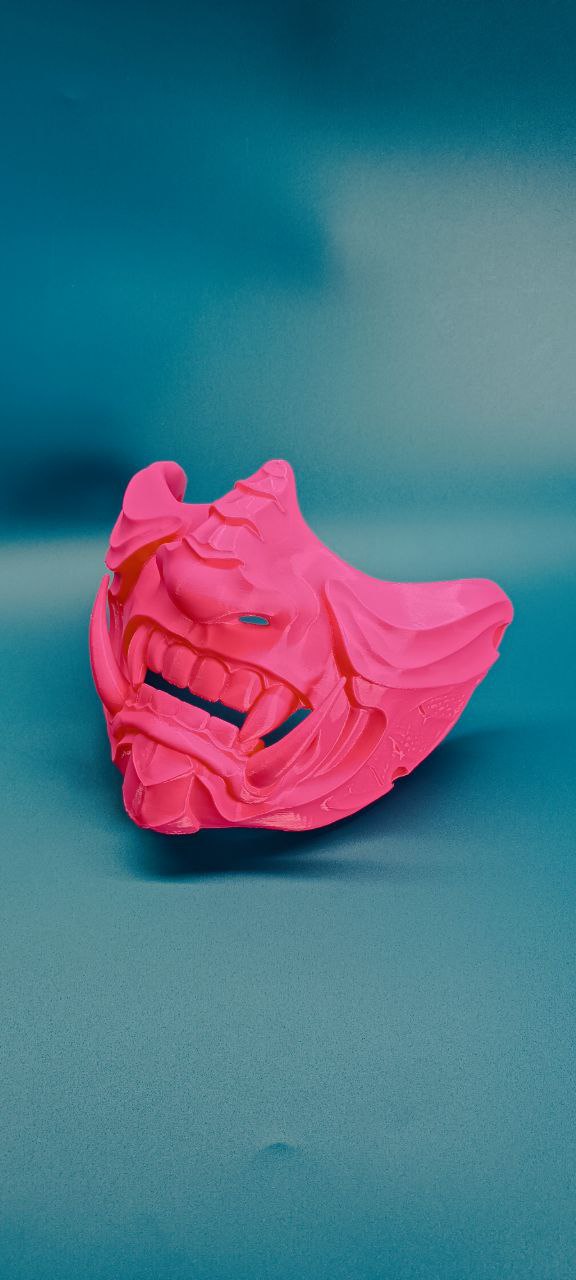 POAC Маска японская демон Они Розовая флуоресцентная