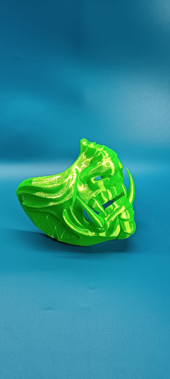 POAC Маска японская демон Они Ярко-зеленая флуоресцентная