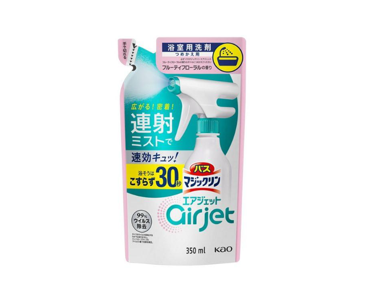 Kao Magiclean Bath Cleaner Airjet Спрей-пенка для ванной комнаты экспресс с ароматом цветов и фруктов 350 мл запасной блок