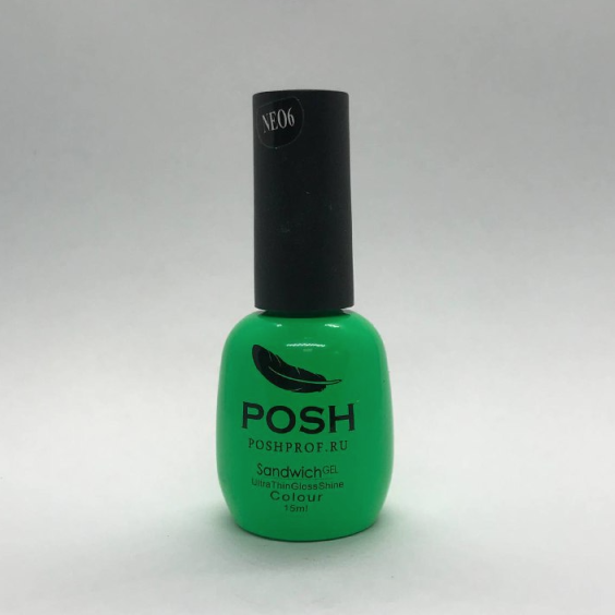 POSH Sandwich Gel Colour Neon Гель-лак для ногтей UV/LED на 25 дней 15 мл Неон Зеленый лайм тон NEO6 Яркая зелень джунглей