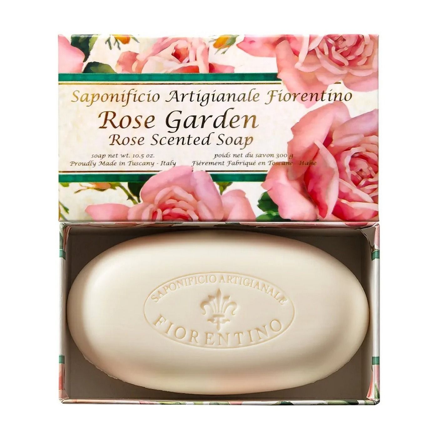 Saponificio Artigianale Fiorentino Rose Garden Мыло туалетное ручной работы с ароматом Садовой розы 300 гр в коробке
