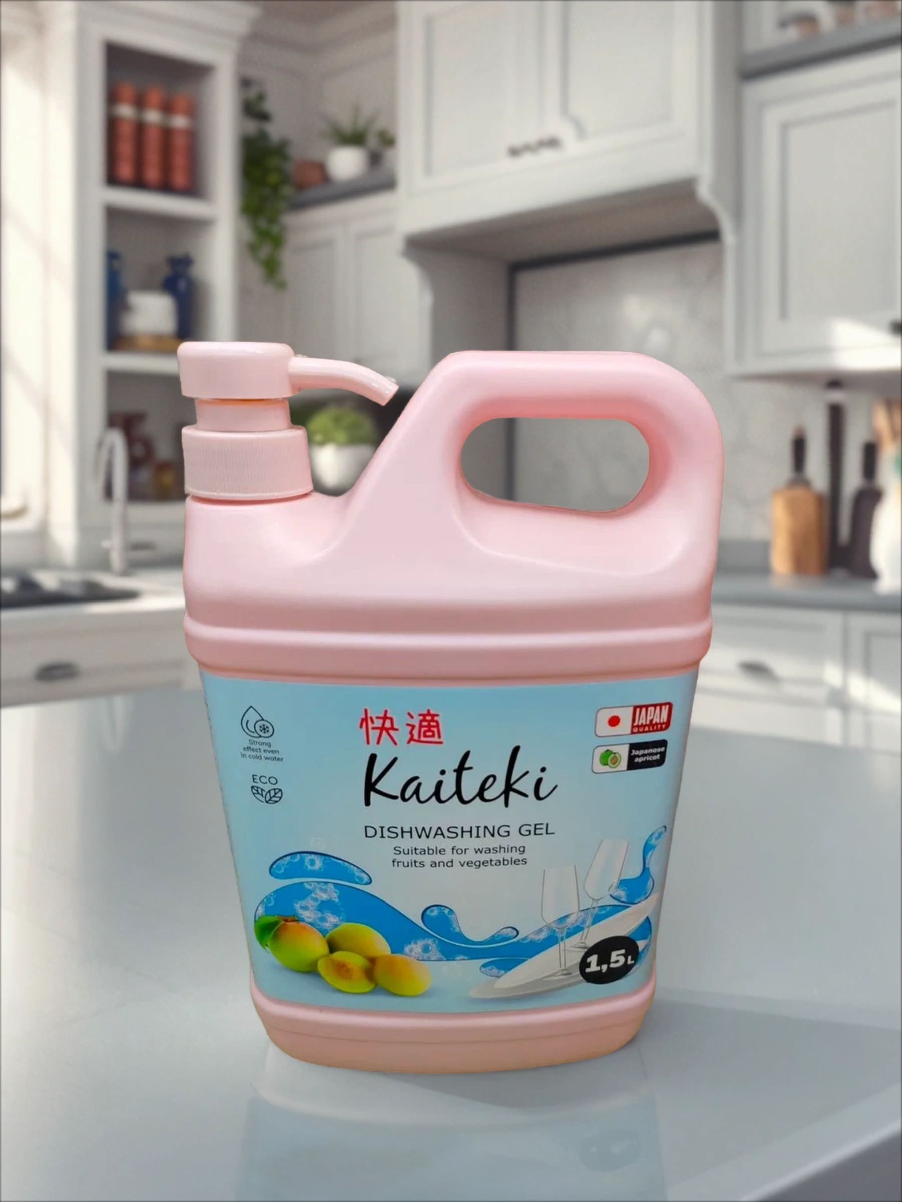 Kaiteki Dishwashing Gel Japan Apricot Эко средство для мытья посуды, овощей и фруктов Японский абрикос 1,5 л