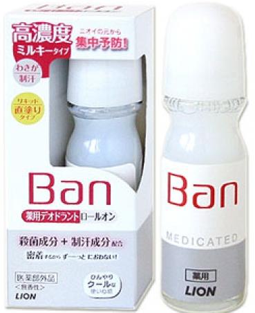 Lion Ban Medicated Deodorant Концентрированный молочный роликовый дезодорант-антиперспирант для профилактики неприятного запаха без запаха 30 мл