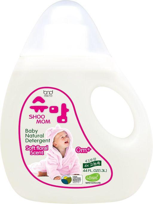 B&D Shoomom Baby Detergent Soft Floral Scent Эко гель для стирки детского белья концентрированный с цветочным ароматом 1,3 л на 40 стирок