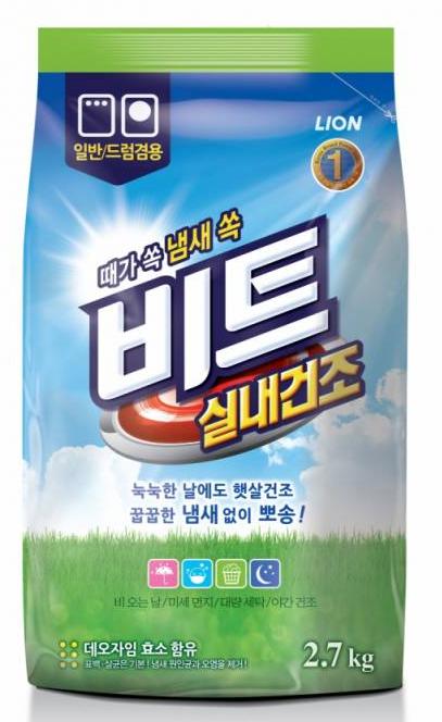 Lion Beat in Door Стиральный порошок универсальный Сушка в помещении для ручной и автоматической стирки 2,7 кг в мягкой упаковке