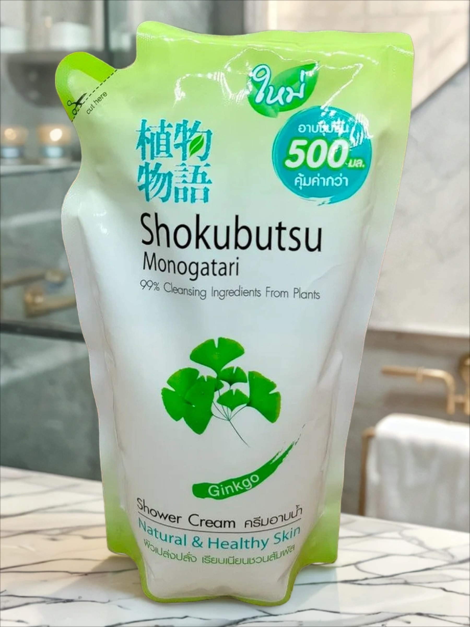 Lion Shokubutsu Крем-гель для душа Гинко 500 мл запасной блок