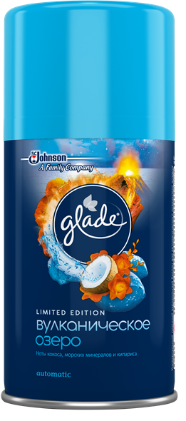 Glade Automatic Универсальный сменный аэрозольный баллон для автоматическго освежителя воздуха Вулканическое озеро 269 мл