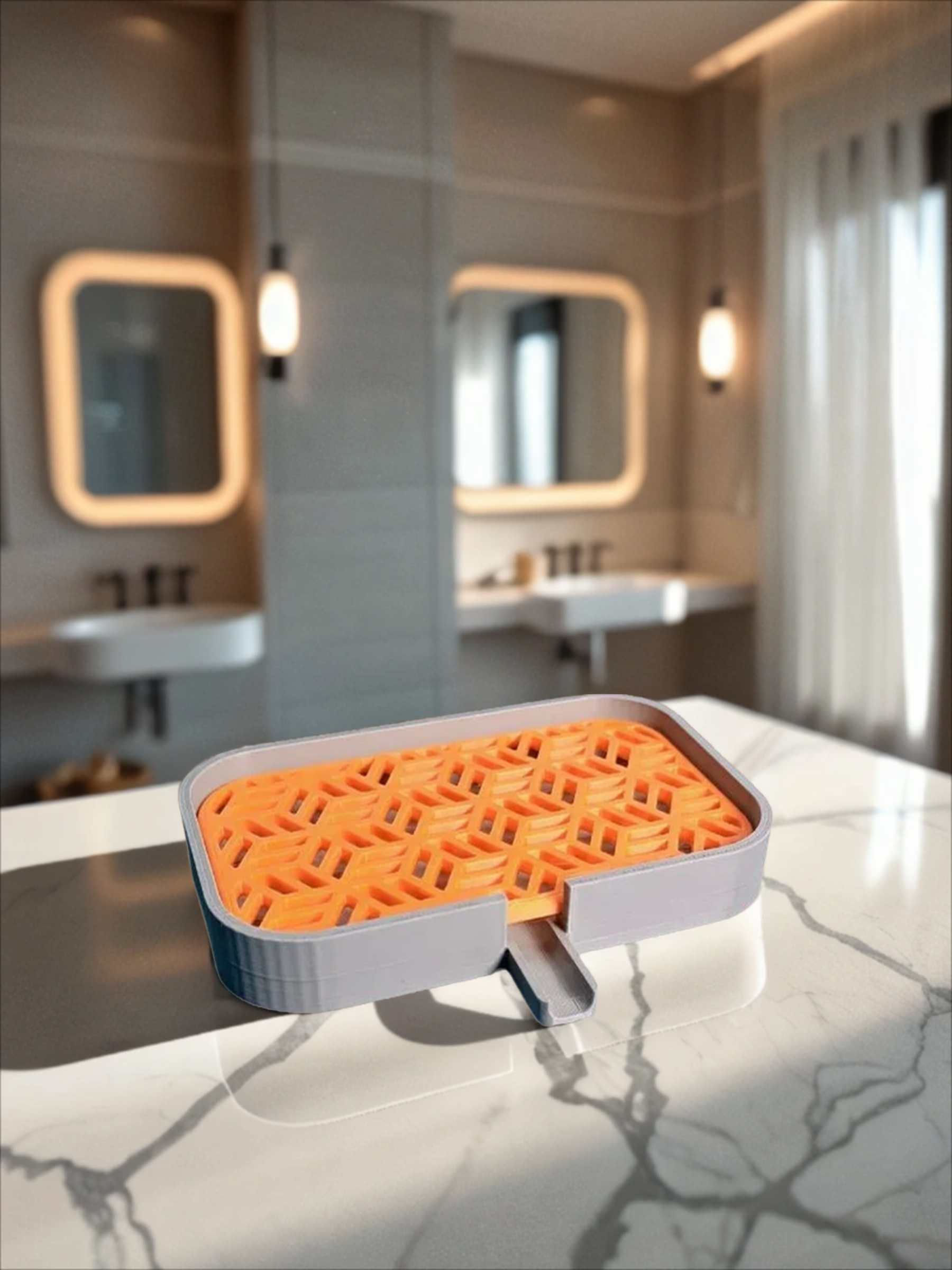 POAC Мыльница со сливом Кубы Серо-оранжевая