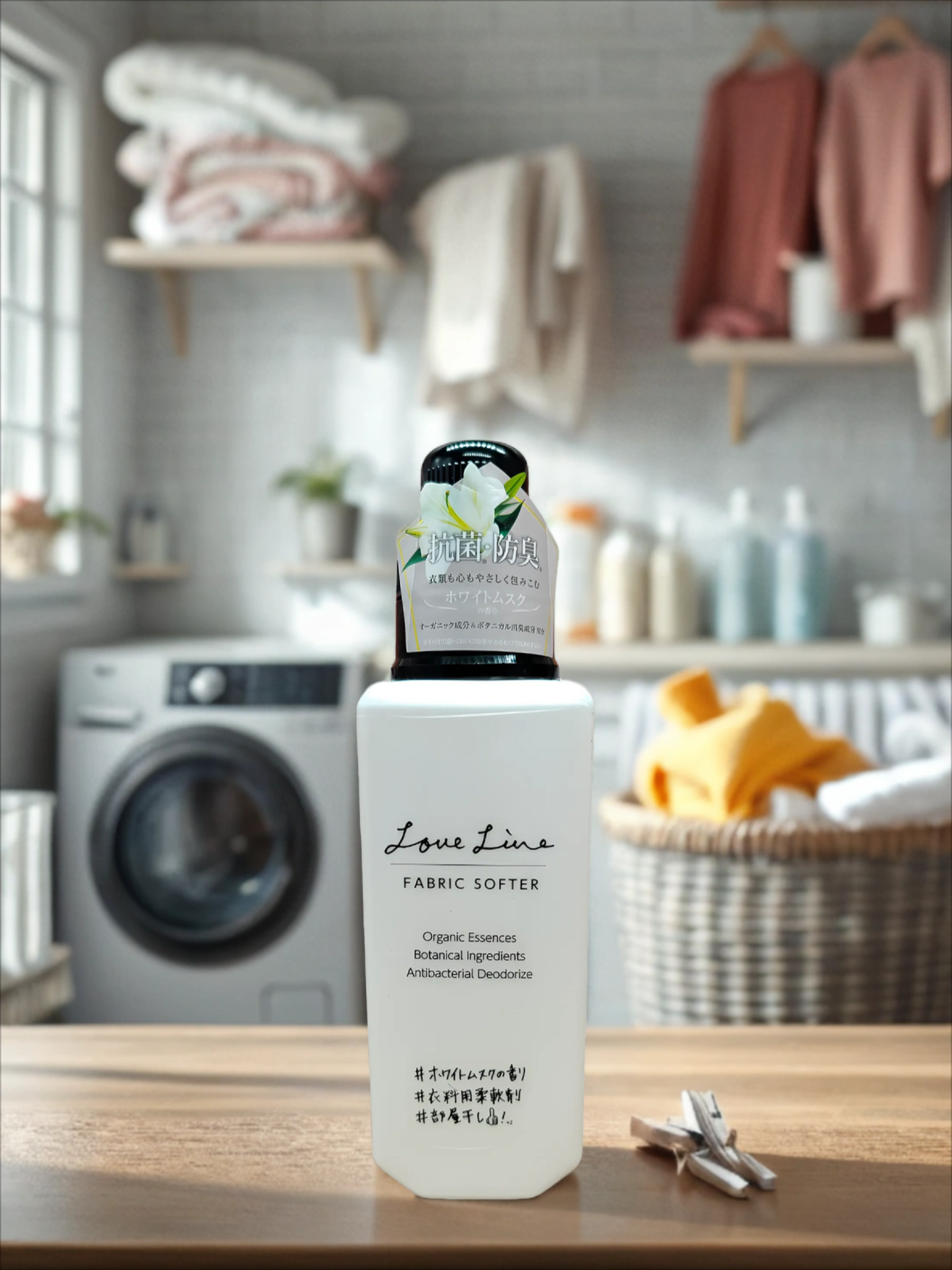 Mitsuei Love Line Кондиционер для белья концентрированный смягчающий с микрокапсулами и ароматом белого мускуса 600 мл