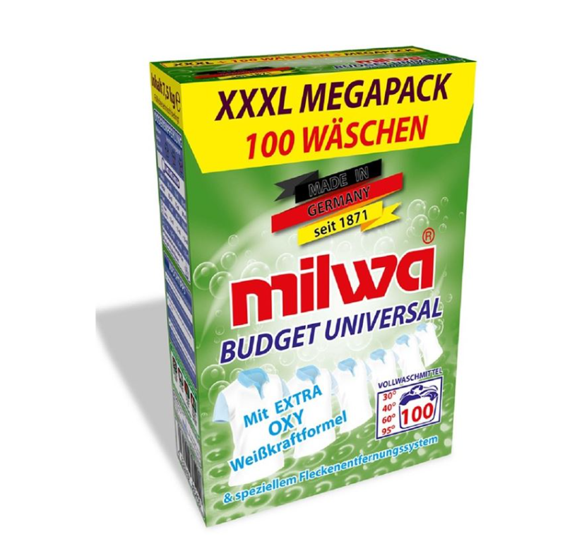 Milwa Budget Universal Mit Extra OXY Стиральный порошок для белого белья 7,5 кг на 100 стирок