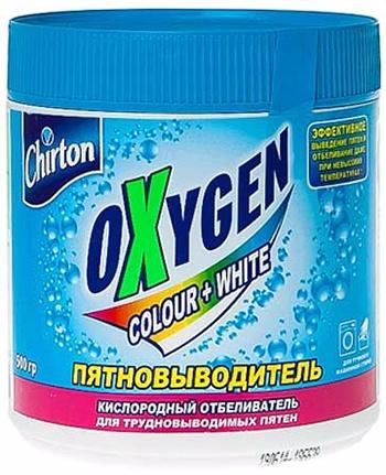 Chirton Oxygen Colour+White Кислородный пятновыводитель отбеливатель для трудновыводимых пятен 500 гр в банке