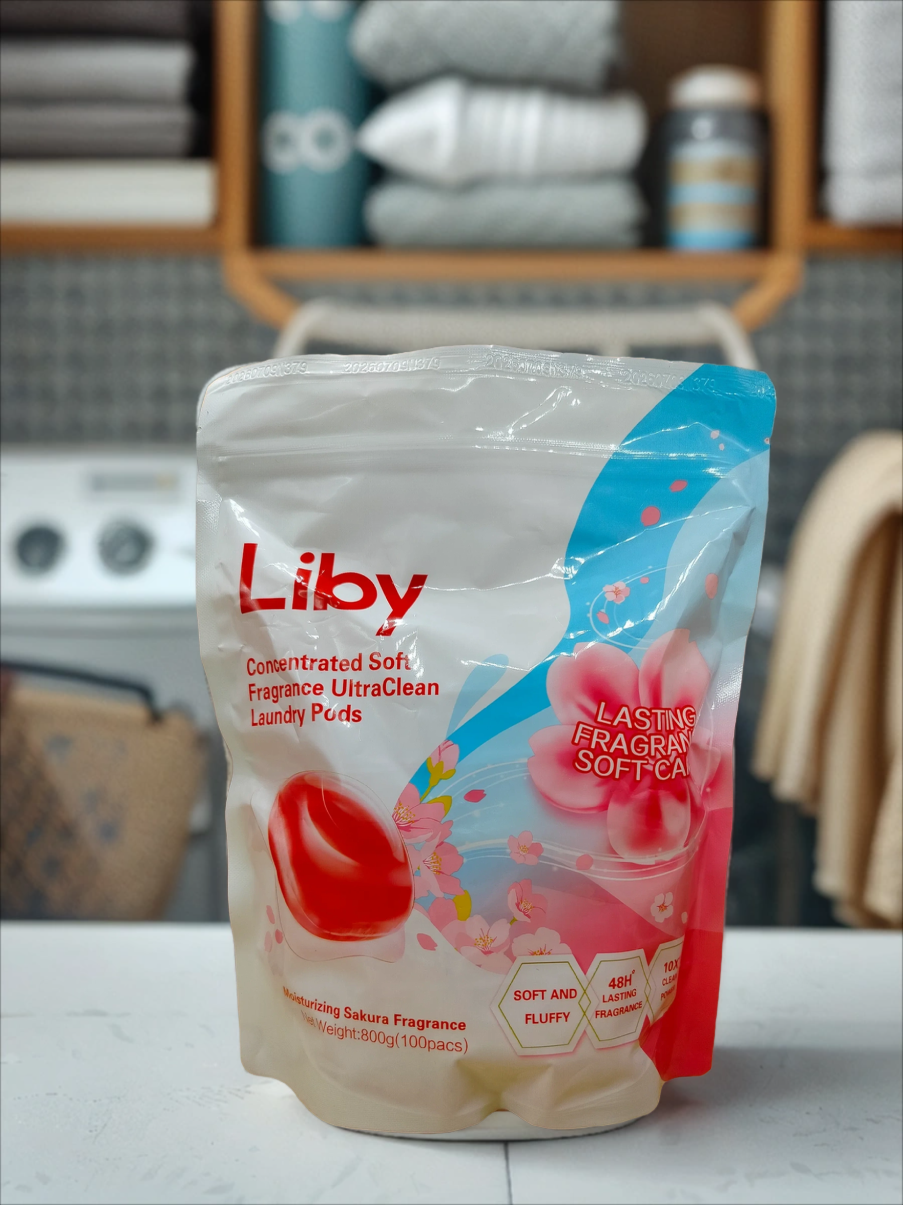 Liby Капсулы для стирки 3 в 1 Softener с кондиционером Сакура 100 шт 800 гр