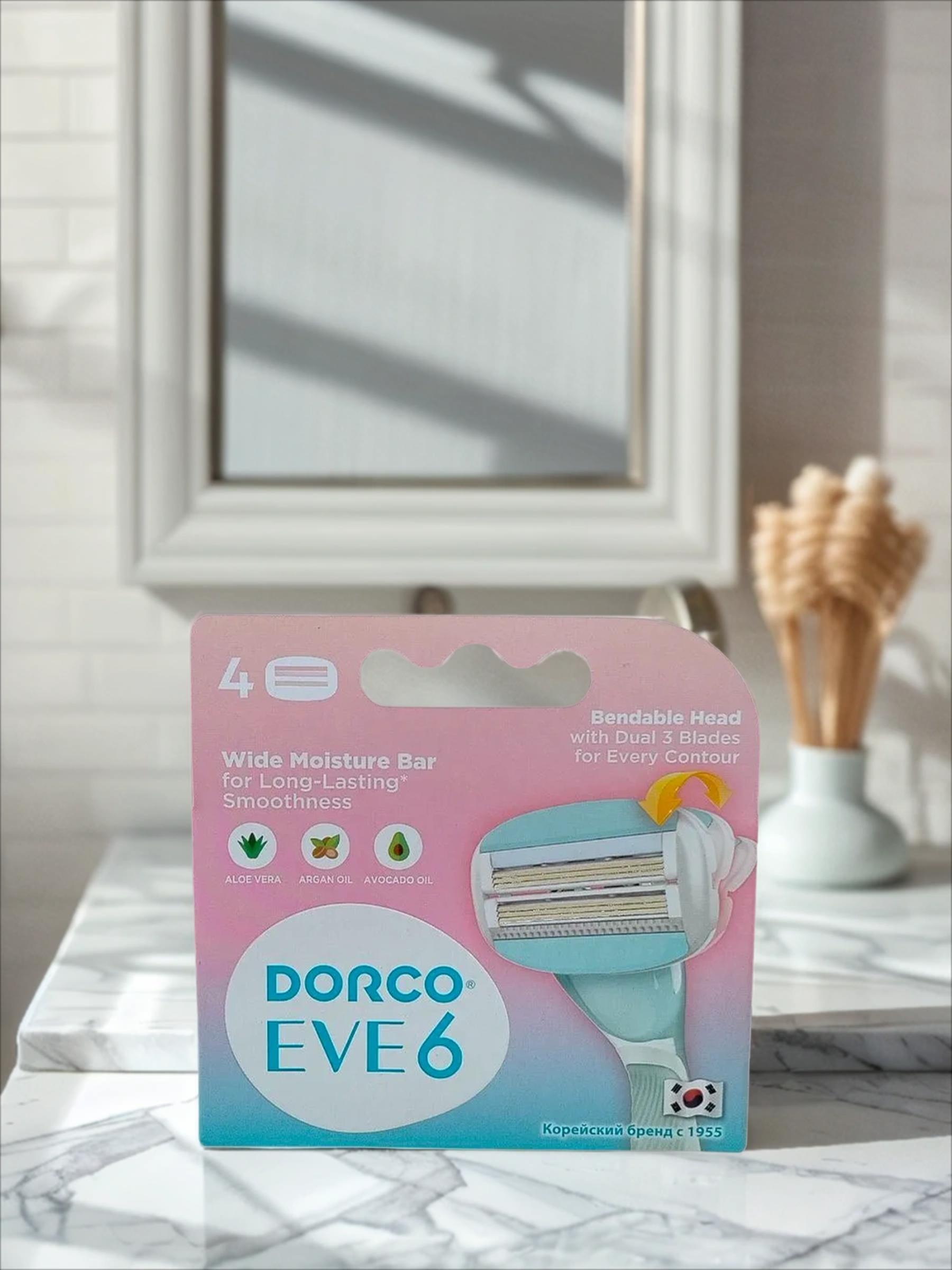 Dorco Eve 6 Сменные кассеты для женского бритвенного станка с 6 лезвиями и сгибаемым картриджем 4 шт