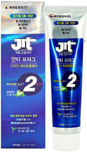 KM Pharmaceutical Jit 2 Гелевая зубная паста двойная сила от зубного камня и налета  с ароматом мяты и зеленого чая 120 гр