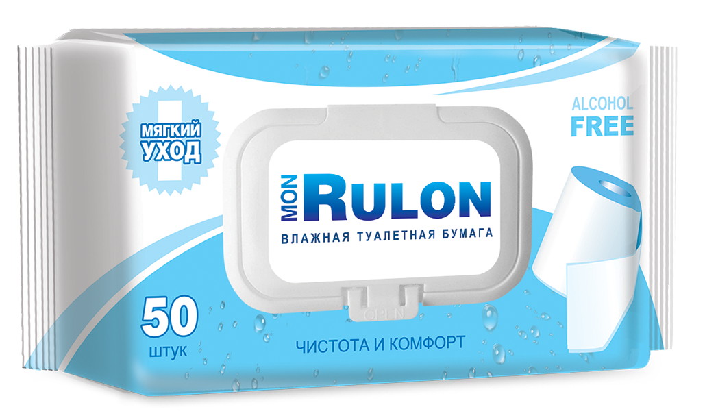 Mon Rulon Влажная туалетная бумага с клапаном 50 шт