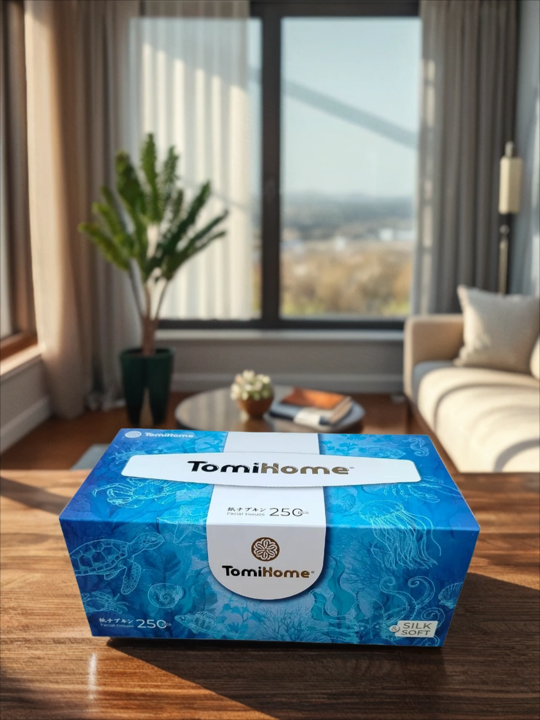 TomiHome GEO Soft & Silk Ocean Салфетки-выдергушки бумажные двухслойные 20*19 см 250 шт