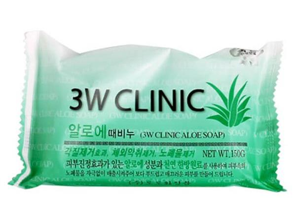 3W Clinic Soap Aloe Мыло косметическое кусковое с экстрактом Алоэ вера 150 гр