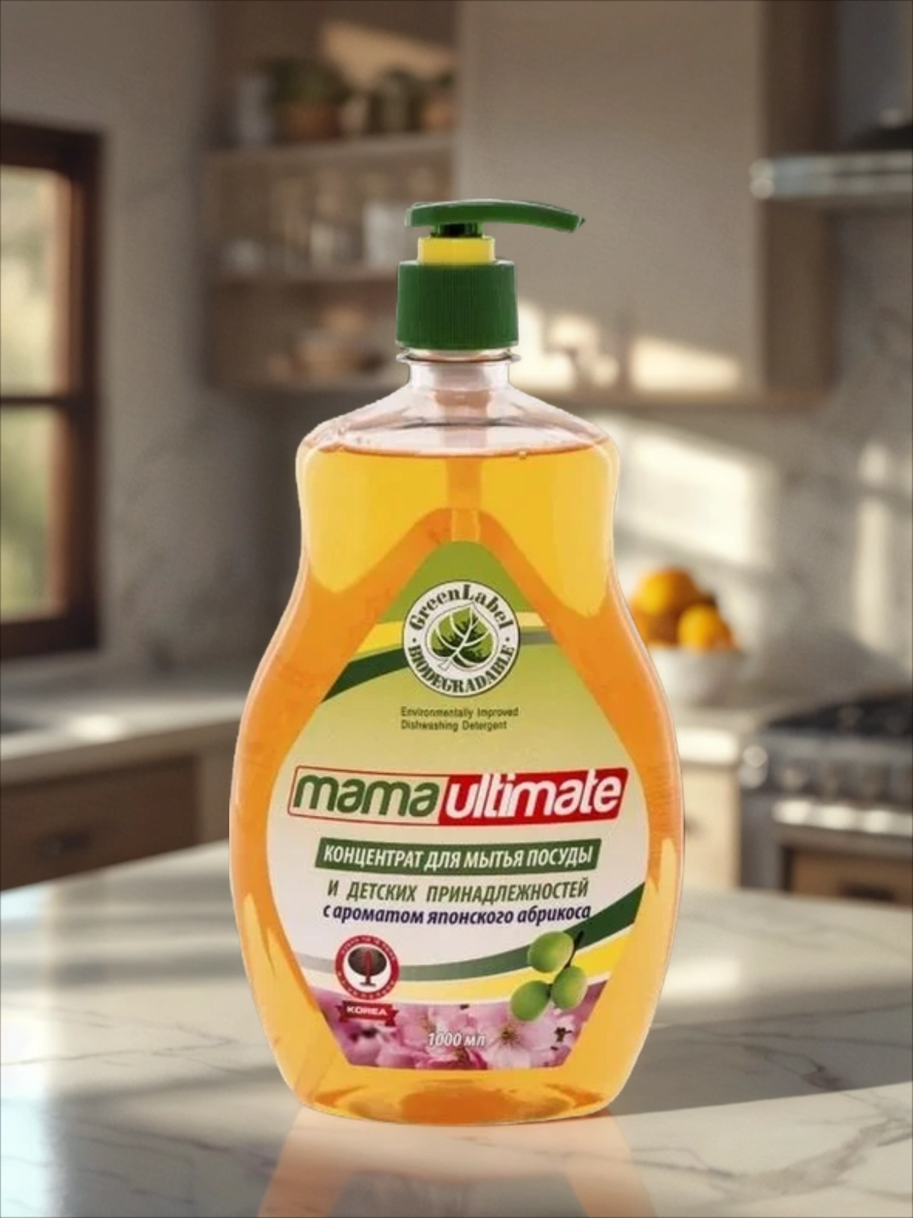Mama Ultimate Концентрат для мытья посуды и детских принадлежностей с ароматом Японского абрикоса 1000 мл
