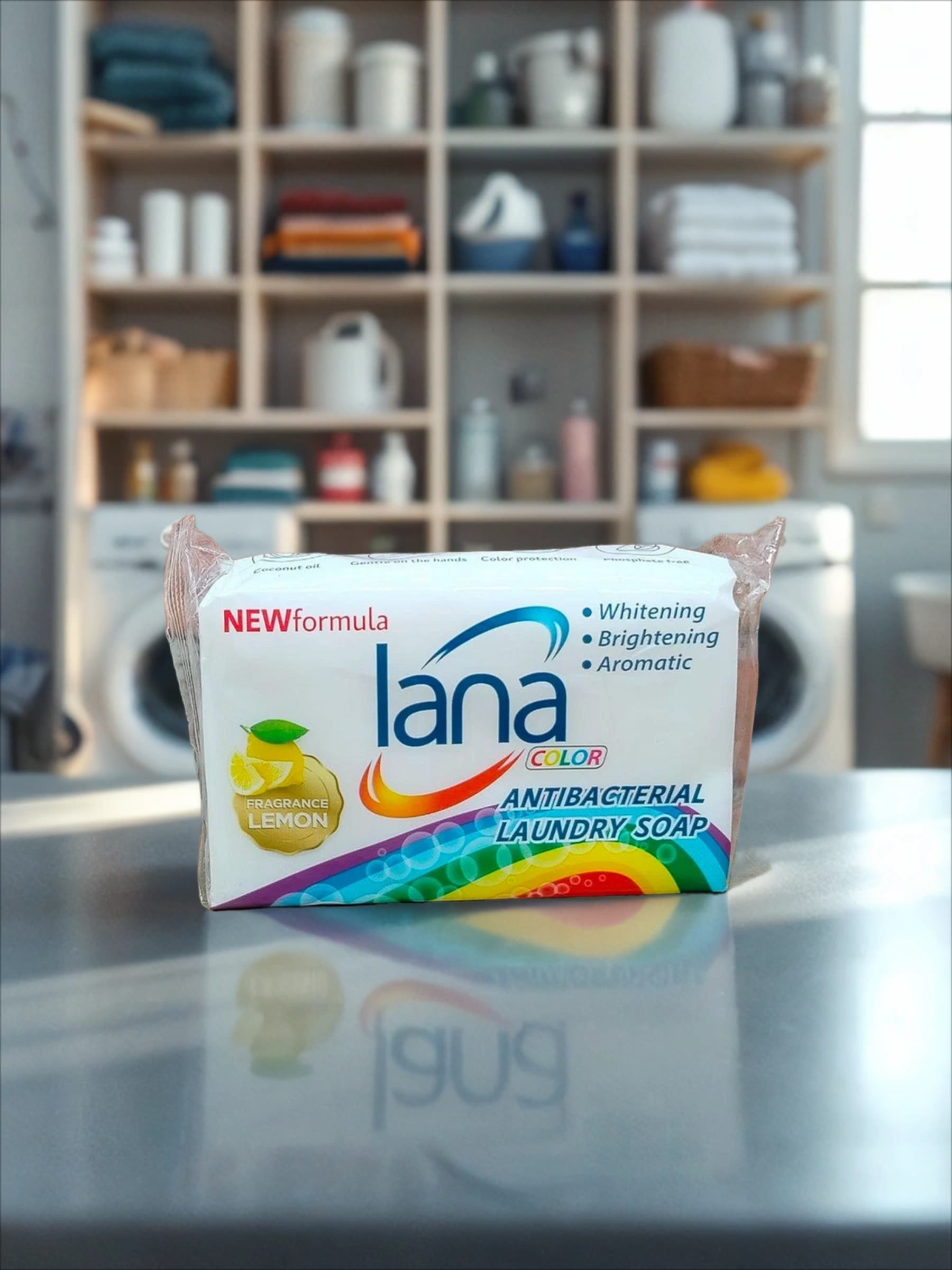 Lana Color Antibacterial Laundry Soap Lemon Хозяйственное мыло антибактериальное для стирки и застирывания Лимон 255 гр