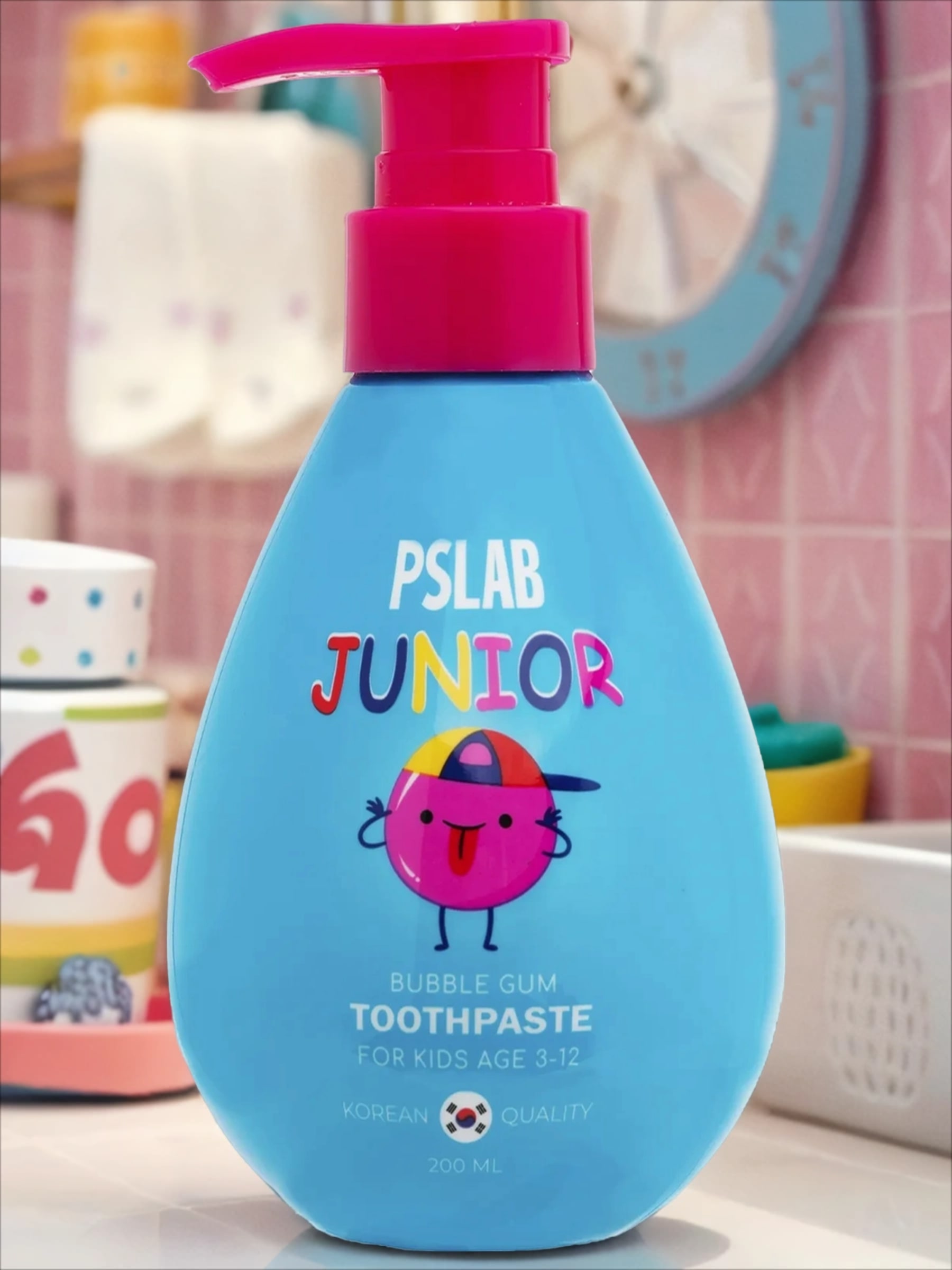 PSLAB Junior Toothpaste Bubble Gum Зубная паста для детей от 3 до 12 лет со вкусом жевачки 200 мл
