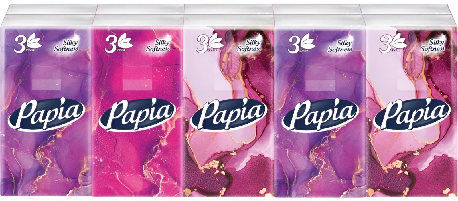 Papia Silky Softness Носовые платочки трёхслойные 10 шт 21*21 см 10 упаковок
