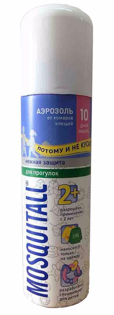 Mosquitall Защита для детей Аэрозоль от клещей комаров 10 дней защиты 150 мл