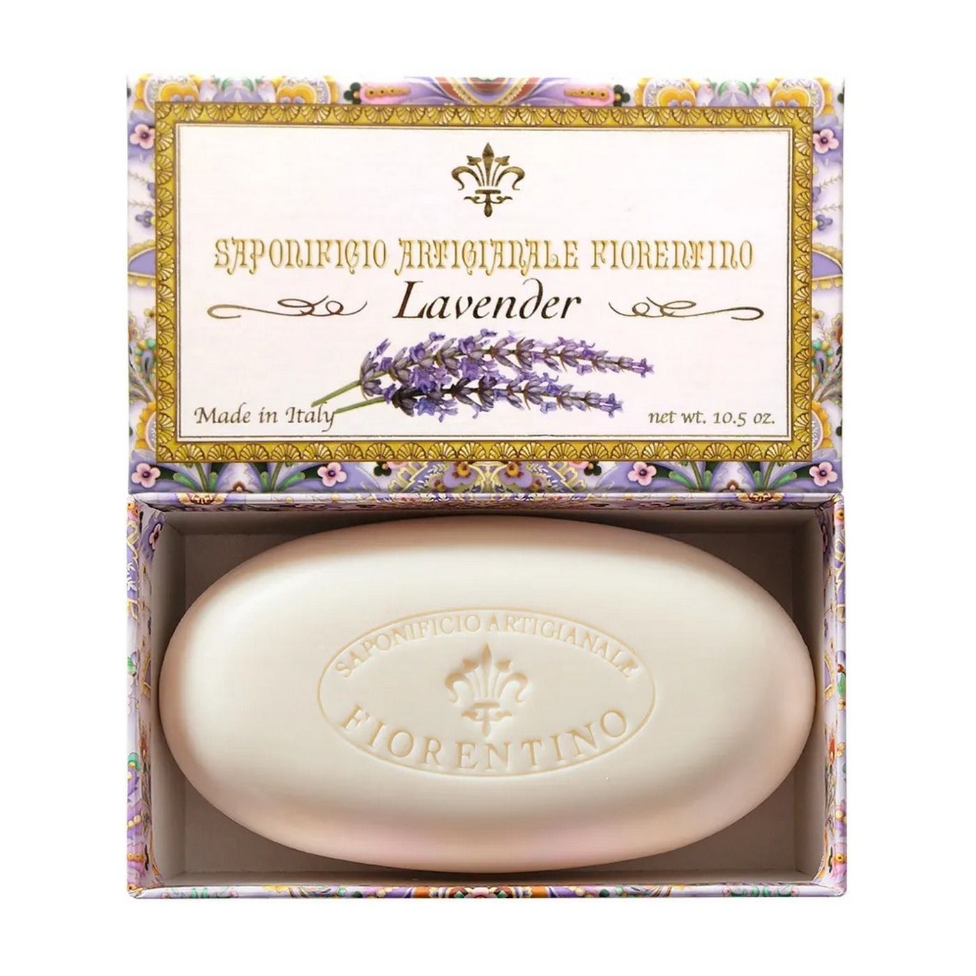 Saponificio Artigianale Fiorentino Lavender Мыло туалетное ручной работы с ароматом Лаванды 300 гр в коробке