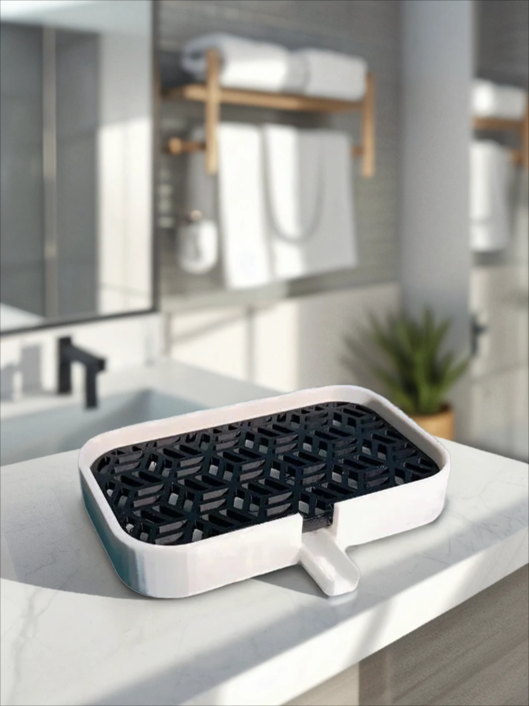 POAC Мыльница со сливом Кубы Бело-черная