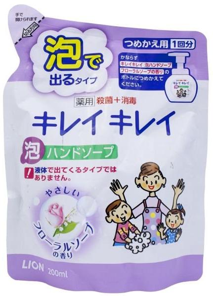 Lion Kirei Kirei Жидкое антибактериальное мыло-пенка для рук с цветочным ароматом 450 мл в мягкой упаковке