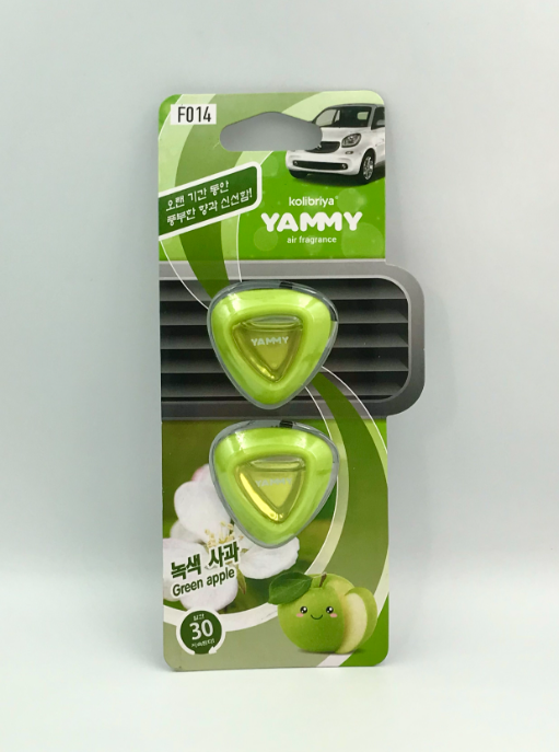 Kolibriya Yammy Liquid F014 Green Apple Ароматизаторы салона автомобиля на дефлекторы Зеленое яблоко 2,5 мл 2 шт