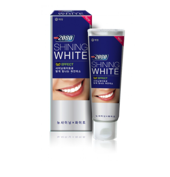 Aekyung Dental Clinic 2080 Shining White Зубная паста c 3D отбеливающим эффектом Сияющая белизна Мята 100 гр