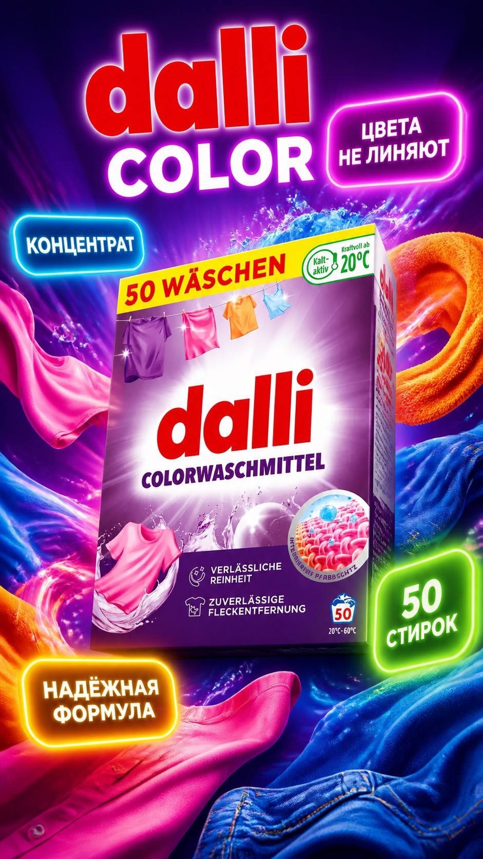 Dalli Color Стиральный порошок для цветного белья 2,5 кг на 50 стирок