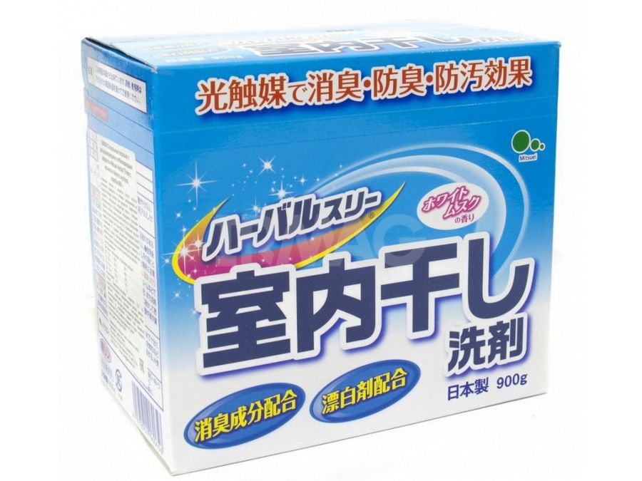 Mitsuei Herbal Three Стиральный порошок с дезодорирующими компонентами, отбеливателем и ферментами с ароматом белого мускуса 900 гр