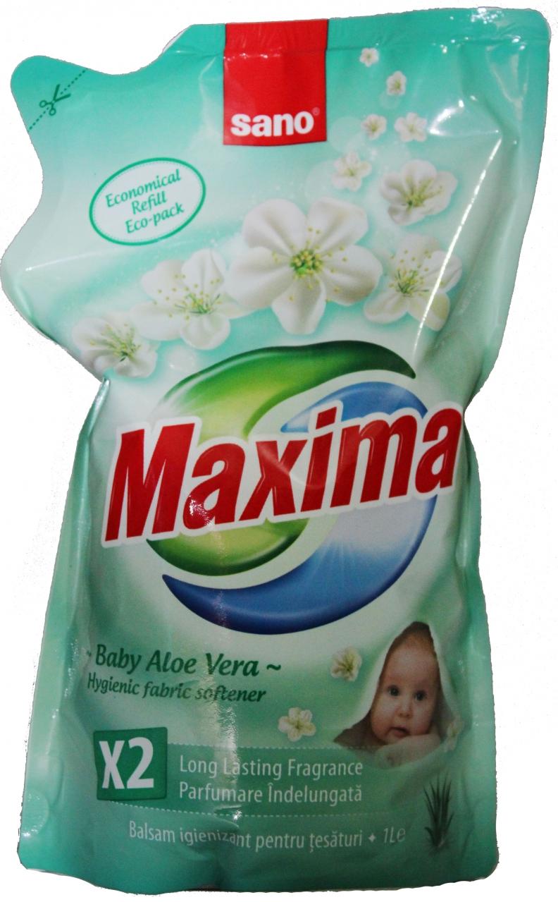 Sano Maxima Hygienic Fabric Softener Baby Aloe Vera гигиенический смягчитель белья 5в1 запаска 1 л