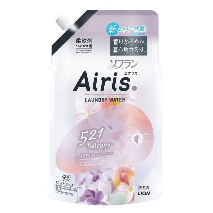 Lion Soflan Airis 521 Balcony Ополаскиватель для белья с ароматом нектарина, малины и яблока 850 мл в мягкой упаковке
