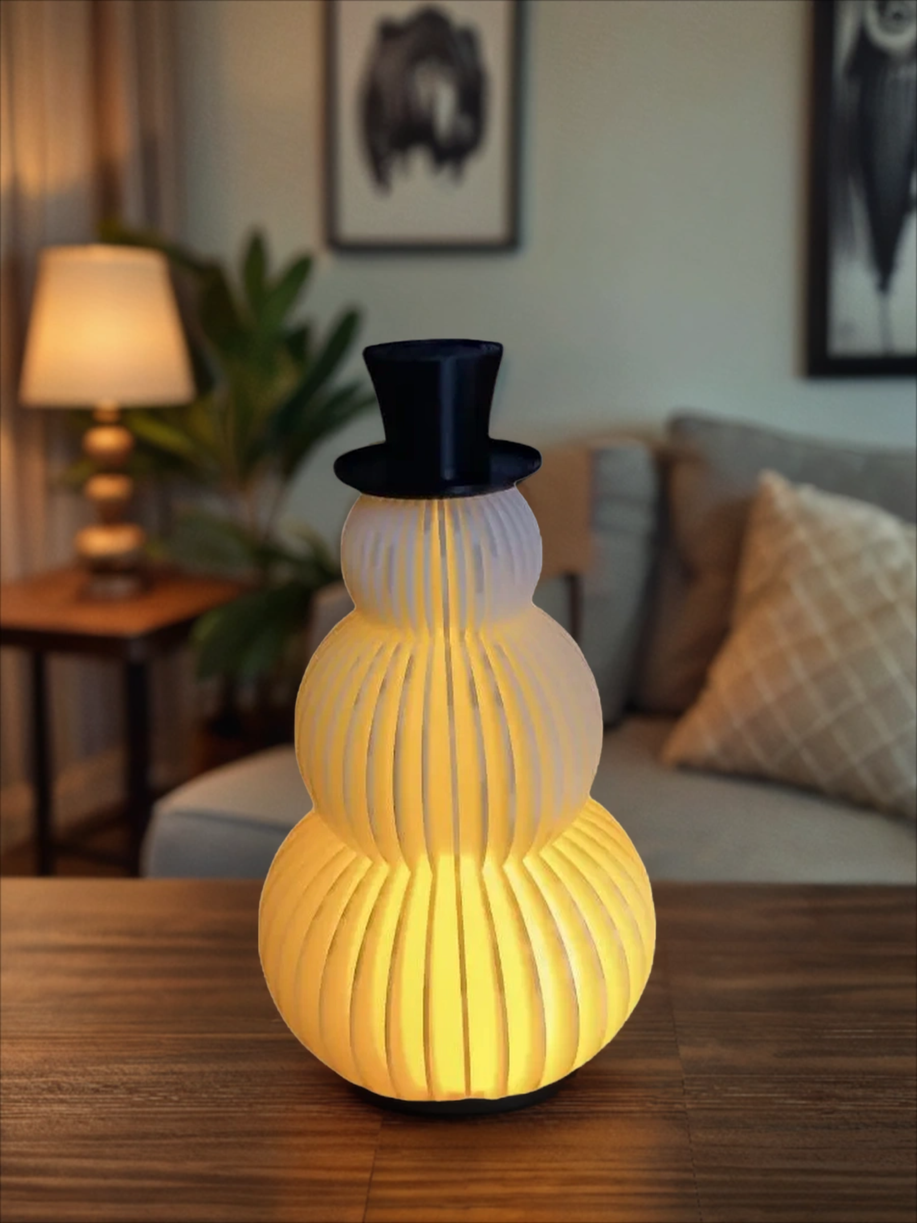 POAC Светильник-подсвечник Снеговик в Черной шляпе