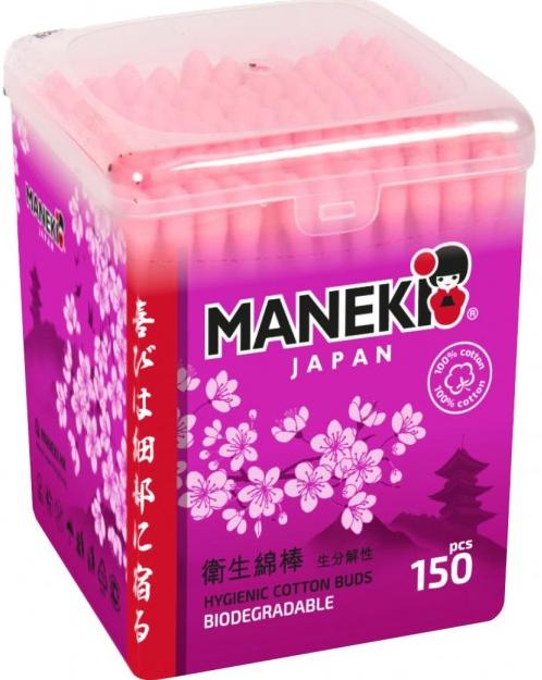 Maneki Lovely Ватные палочки гигиенические розовые 150 шт в пластиковой коробке
