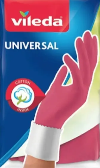 Vileda Universal Перчатки латексные хозяйственные универсальные с внутренним хлопковым напылением Размер 9 L Большой