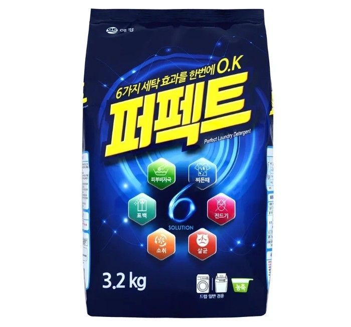 Aekyung Perfect 6 Solution Концентрированный стиральный порошок универсальный 3,2 кг в мягкой упаковке